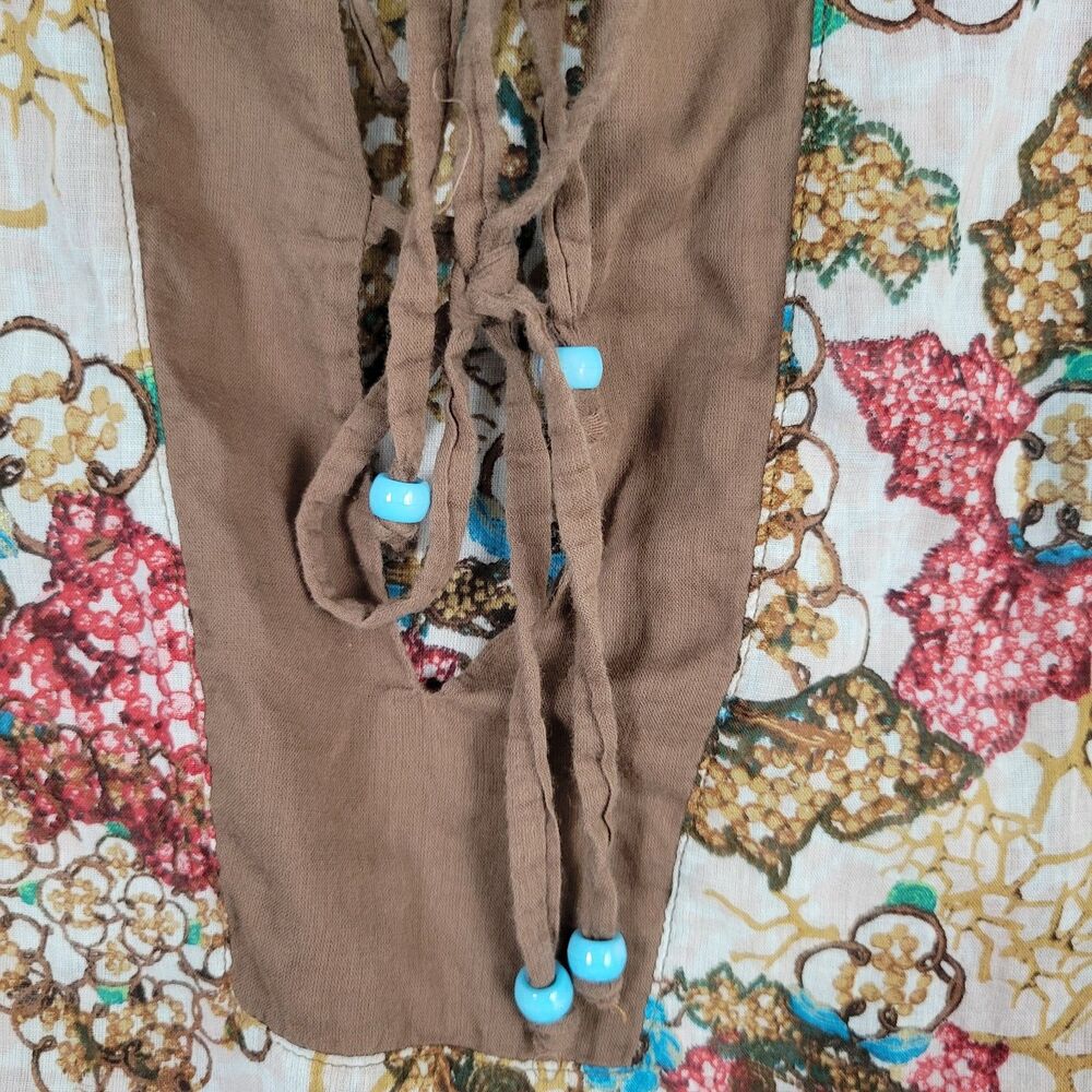 DIANE VON FURSTENBERG Floral Boho Bell Sleeve Peasant Lace Up Tunic Top ~SIZE XS - Picture 4 of 11